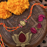 Vriksham RakshaBandhan Kundan Jadau Lakshmi Pendant Rakhi-Red-G18966